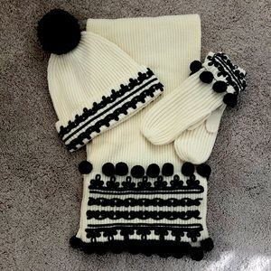 Kate Spade Chunky Rib Hat, Scarf, & Mitten Set